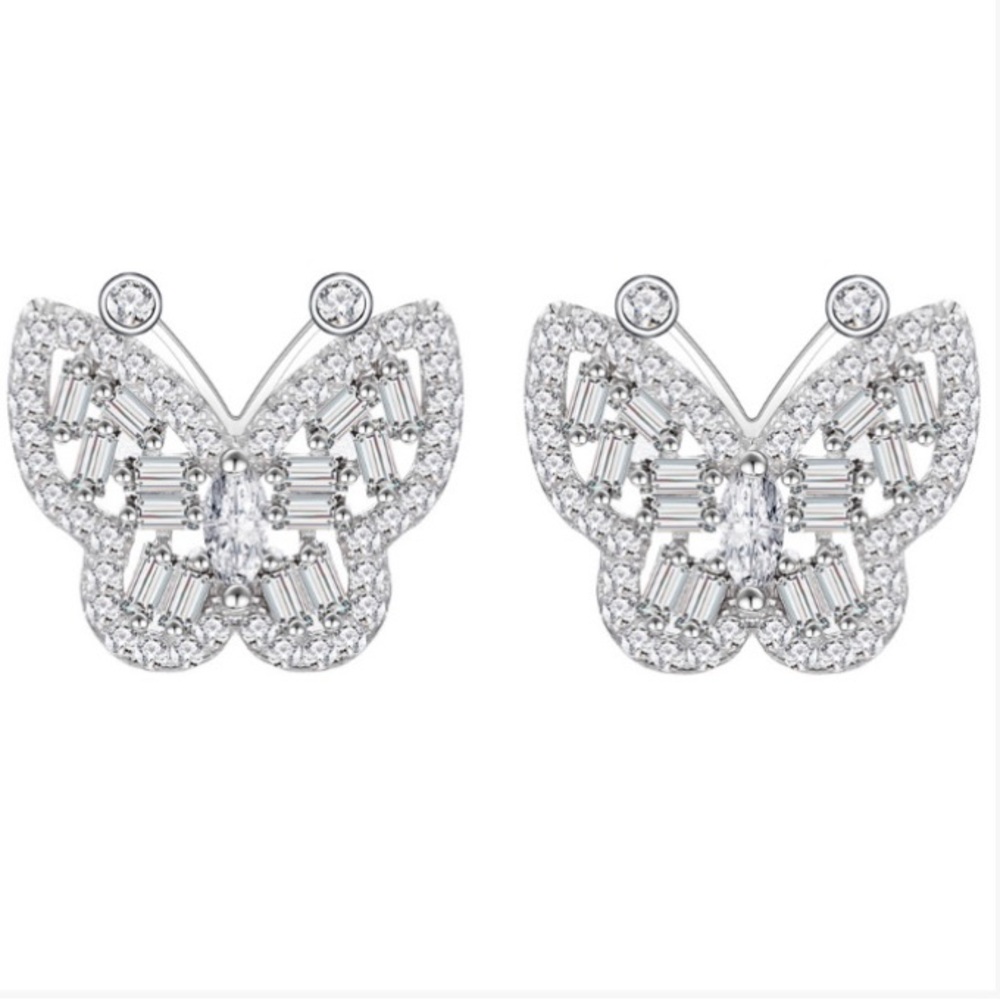White Sapphire butterfly earrings
